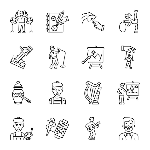 Set of Linear Style Creative Art Icons