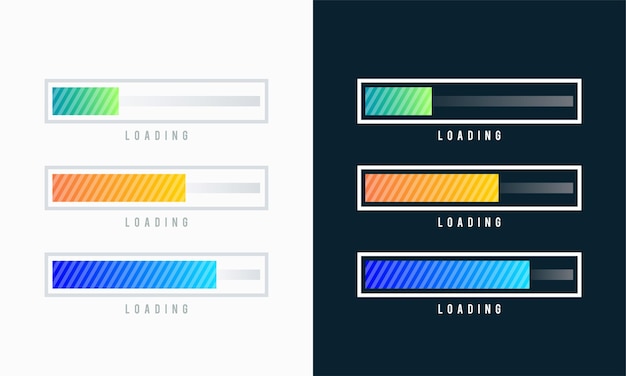 Set of Loading bar vector illustration. Progress visualization. Loading status collection. Web design elements, Loading Infographic vector template