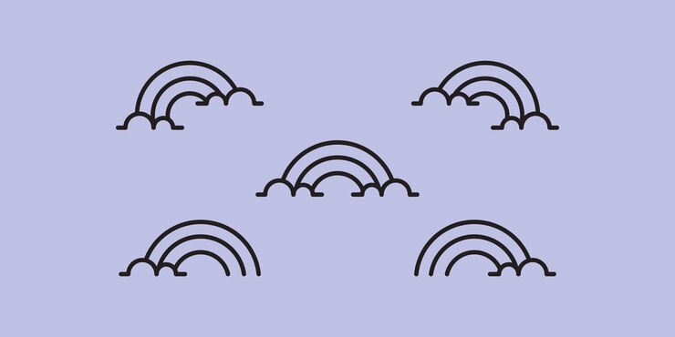 Vector set of logo rainbow line art vector icon illustration minimalist design