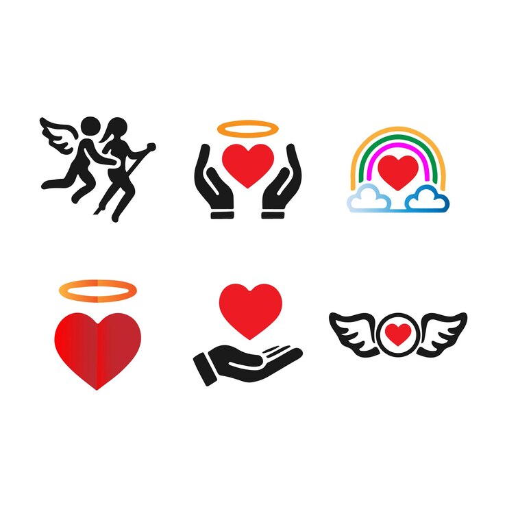 Vector set of love and care icons for valentines day