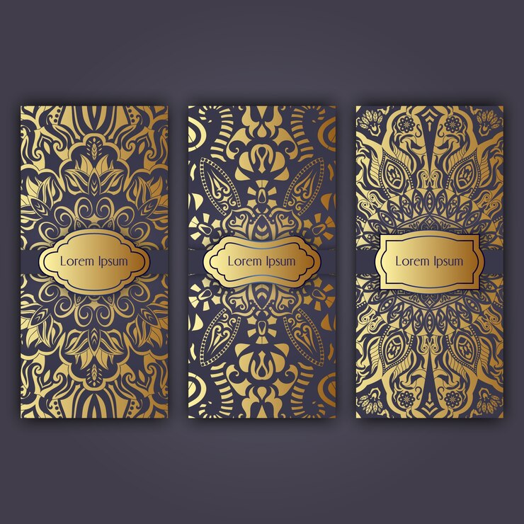 Set of luxury flyer pages set with mandala ornament illustration concept