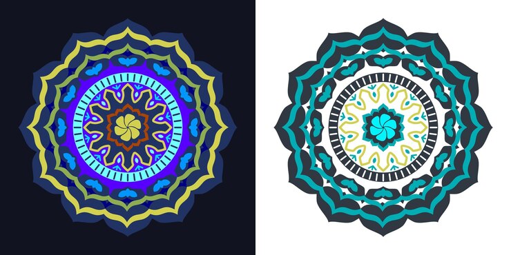 Set of mandalas Vintage decorative elements Coloring book page Oriental pattern