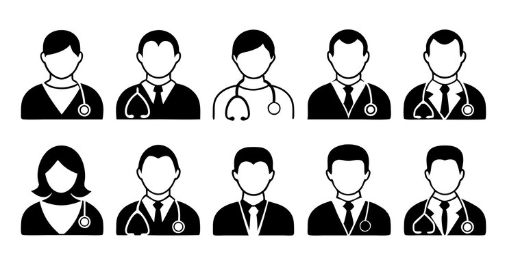 Set of Medical Professional doctor Icons Doctors and Healthcare Workers Silhouettes