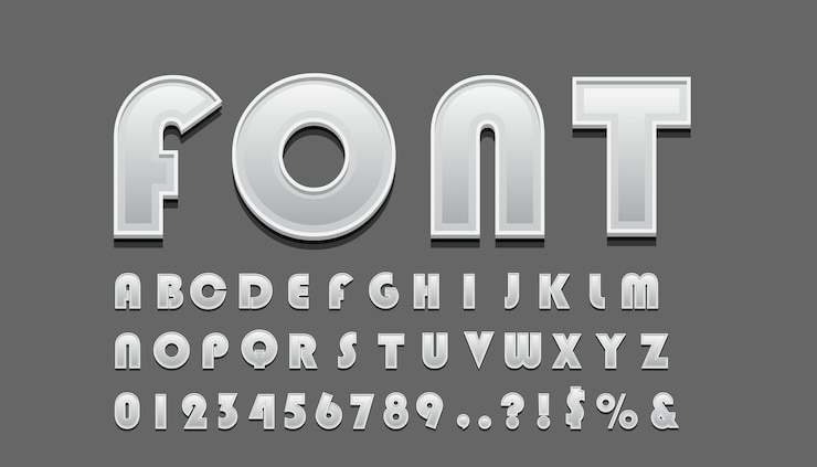 Vector set of metal stye letters.
