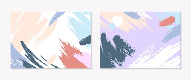 Set of mid century modern abstract vector illustrations with organic shapes and leaves