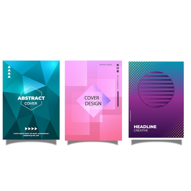 Set of modern abstract blurred gradient colors background vector template Design for brochure leaf