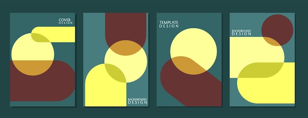 set of modern abstract covers with circle composition simple book cover design colorful background