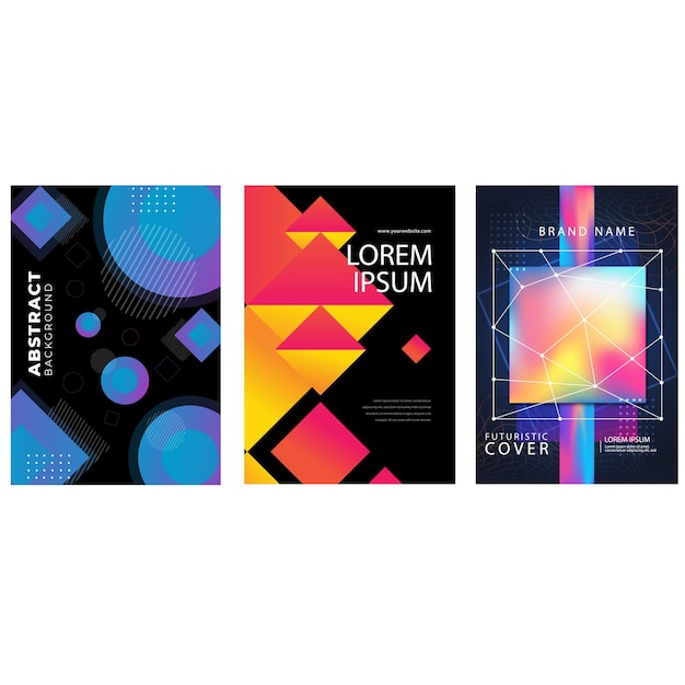 set of modernist abstract geometric vector posters with trendy minimalist isolated shapes