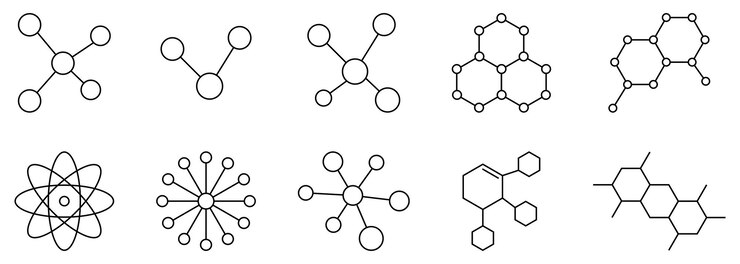 Set of molecule outline icons