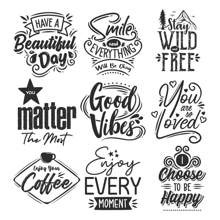 Vector set of motivational quotes