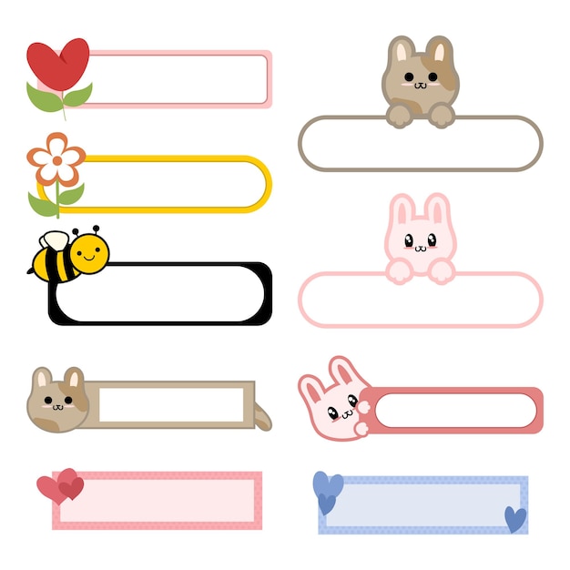 Set of name tag template vector