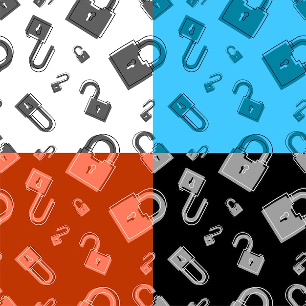 set of open and closed locks on white background isolated vector