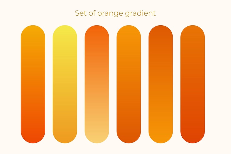 Vector set of orange color gradients