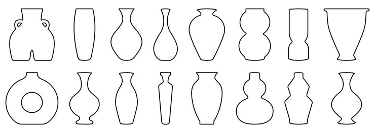 Set of outline ancient ceramic vases