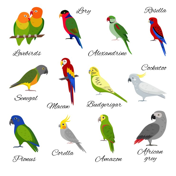 Vector set of parrot