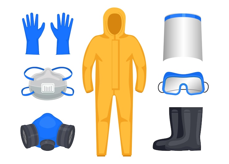 Vector set of personal protective equipment for a doctor healthcare professional