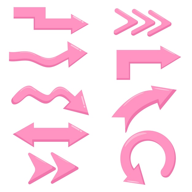 set of pink arrows vector