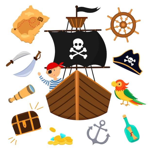 Set of pirate items