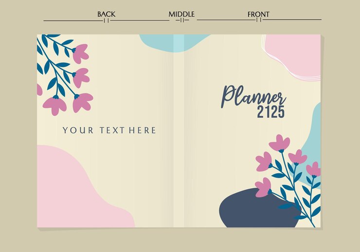 Set of planner cover templates with beauty flower. pastel backgrounds with floral decorations. Desig