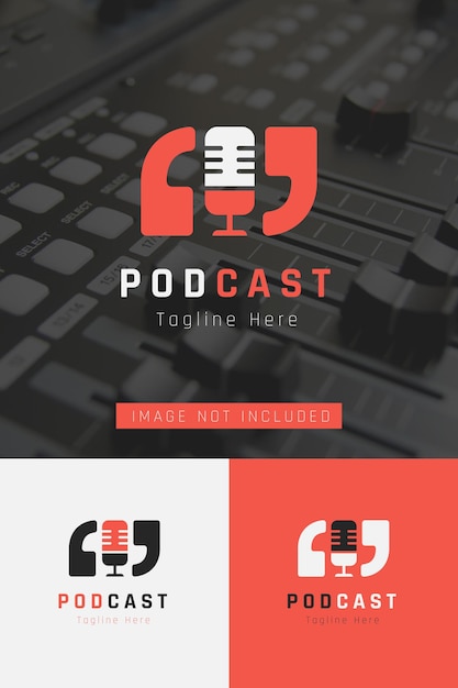 Set of podcast microphone logo vector design template with different color styles