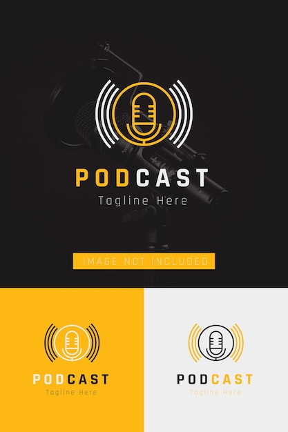Set of podcast microphone logo vector design template with different color styles