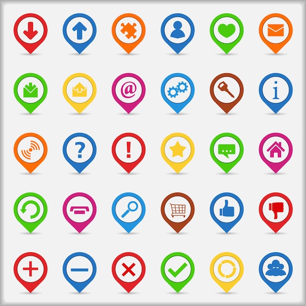 Set of pointers with icons,  illustration