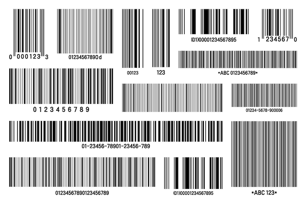 Set of product barcodes identification tracking code serial number product id with digital