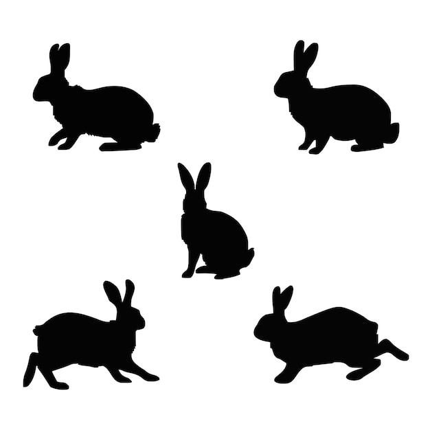 Set of rabbit silhouette