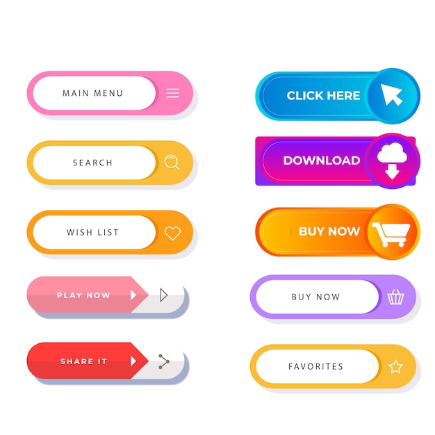Set of Read More icons button design Colorful read more button pack for website ads UI and proje