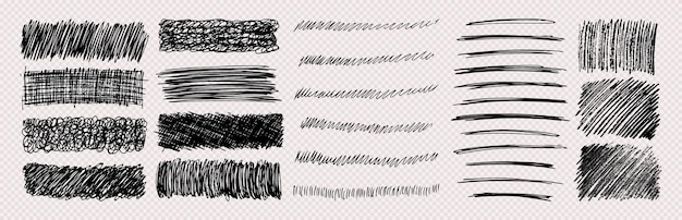 Set of rectangle scribble smears drawn with pen