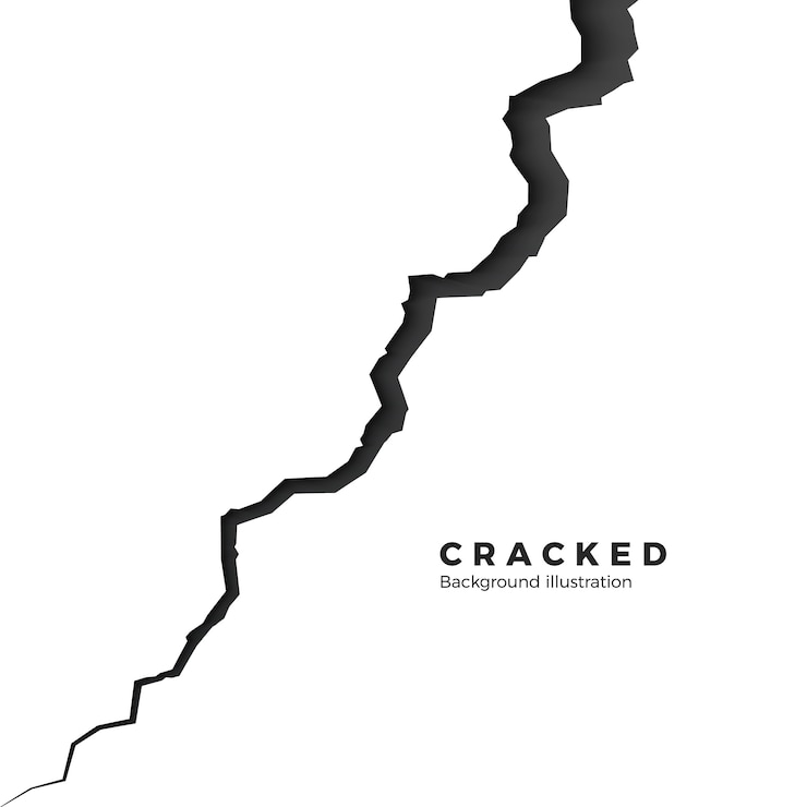 Vector set of rift and cleft. split broken surface. crack  illustration  on white background