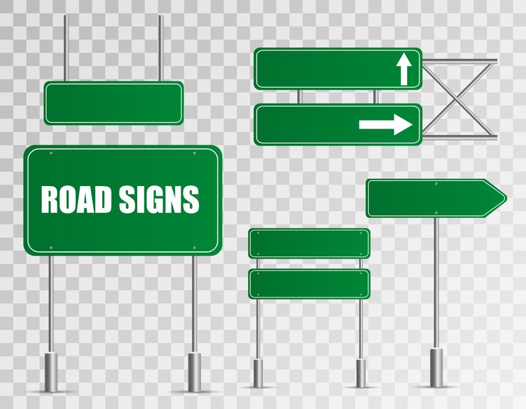 Vector set of road signs isolated