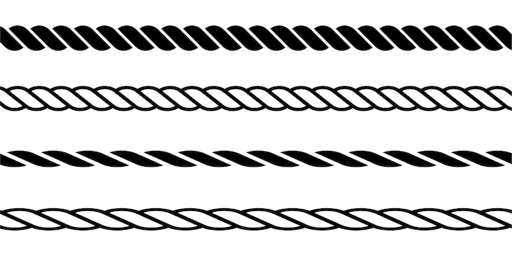 Vector set of rope vector icons marine rope black cord vector 10 eps