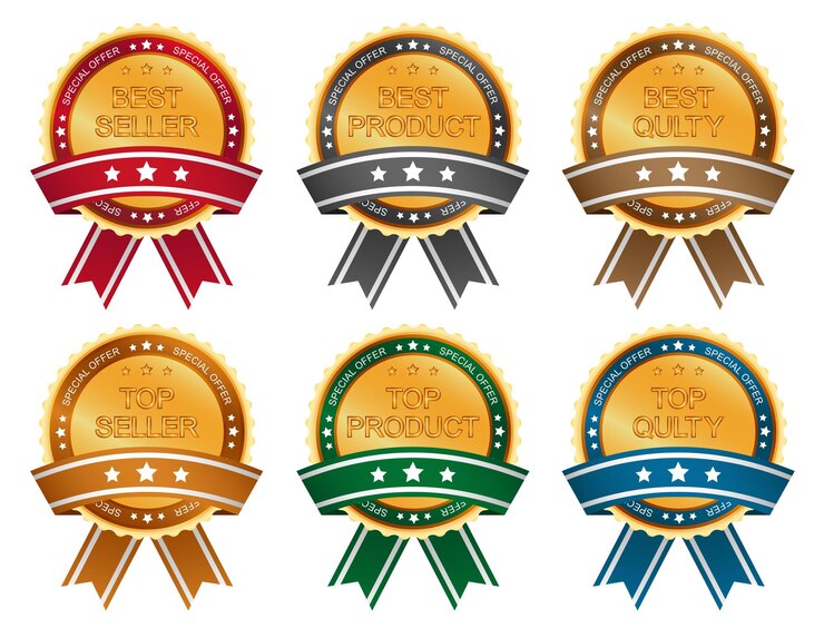 Set of sales labels with glowing gold elements
