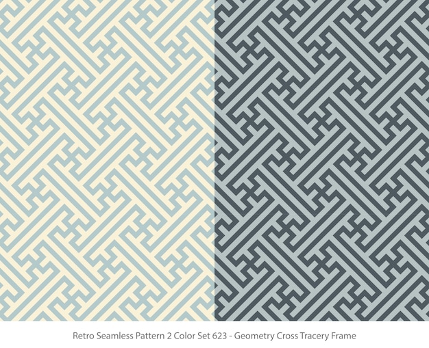 set of seamless patterns with geometry tracery frame