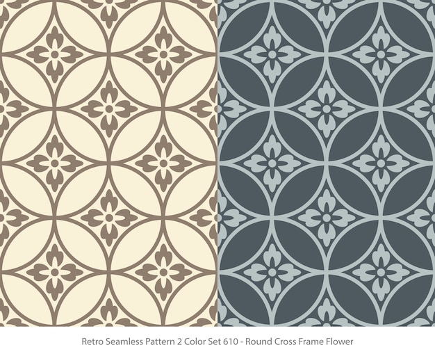 Set of seamless patterns with Round Frame Flower