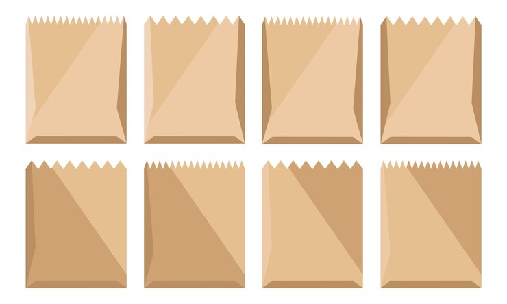 set of shopping bags craft brown color ecofriendly empty packages packages for sale and illust