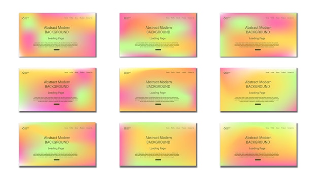 set of sign up and sign in forms in mesh gradient color green and yellow gradient uiux loading page