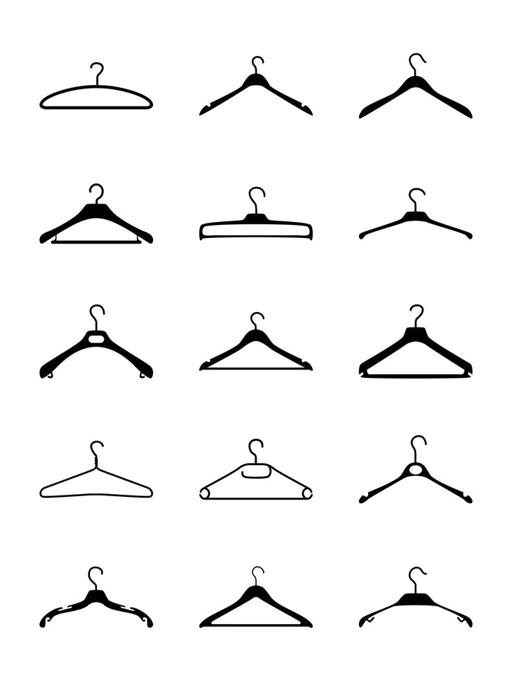 set of silhouettes of hangers for clothes