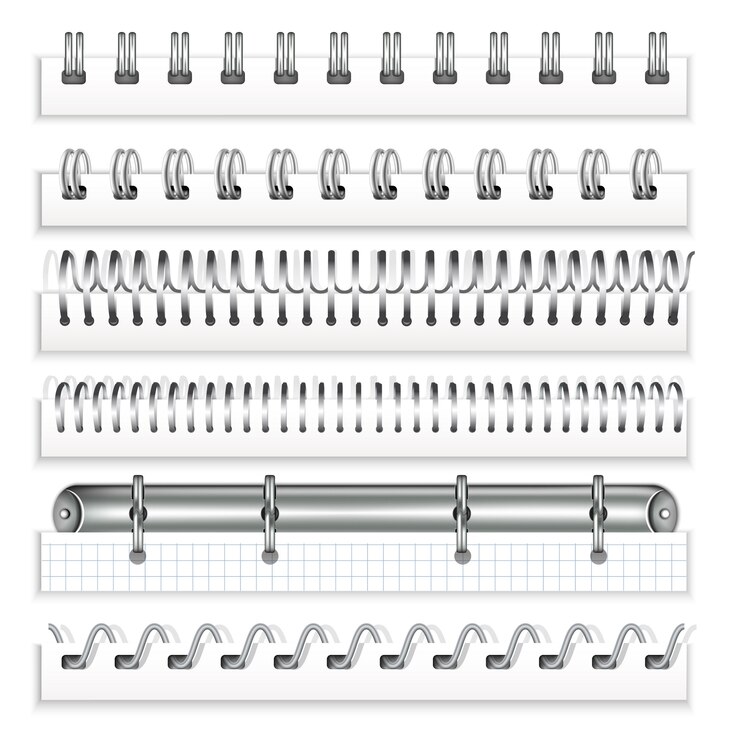 Set of silver spirals for notebooks