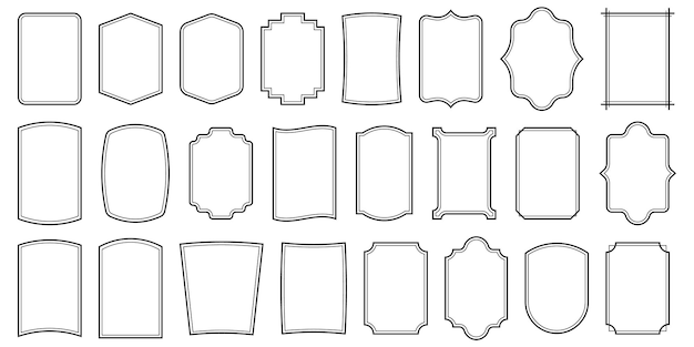 Set of simple line frames with double stroke Vector illustration Eps 10