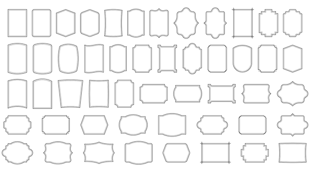 Set of simple line frames with double stroke Vector illustration Eps 10