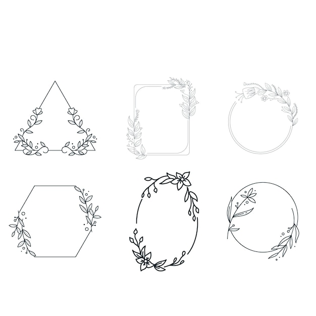 Set of sketches and line doodles hand drawn design floral elements Vector illustration