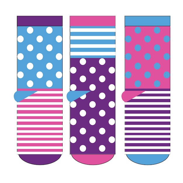 Set of socks pattern. illustrations isolate sock with colored pattern