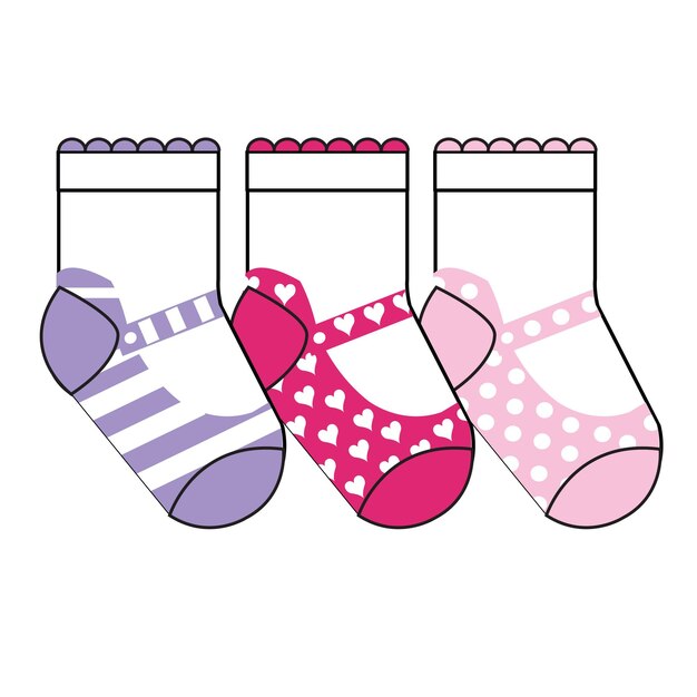 set of socks pattern. illustrations isolate sock with colored pattern