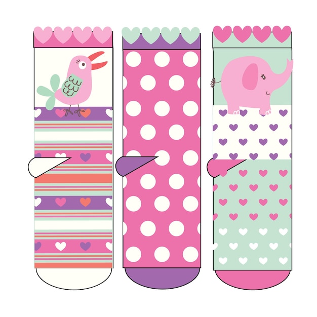 Set of socks pattern. illustrations isolate sock with colored pattern