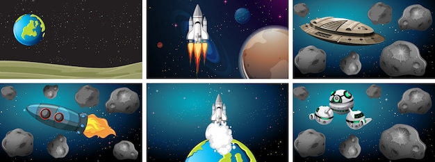 set of space background set