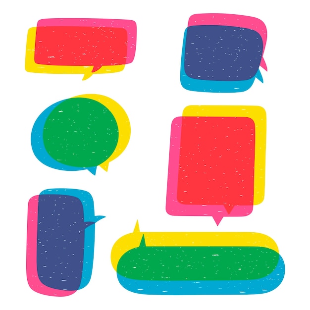 Set of speech bubbles for dialogues in riso style Vector image