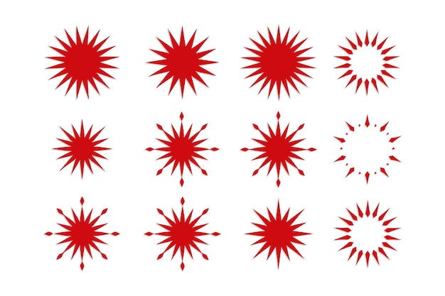 Set of starburst sunburst badges silhouettes