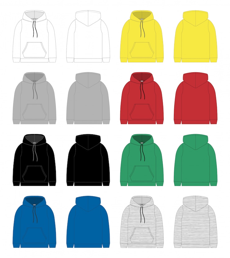 Vector set of technical sketch for men hoodie template